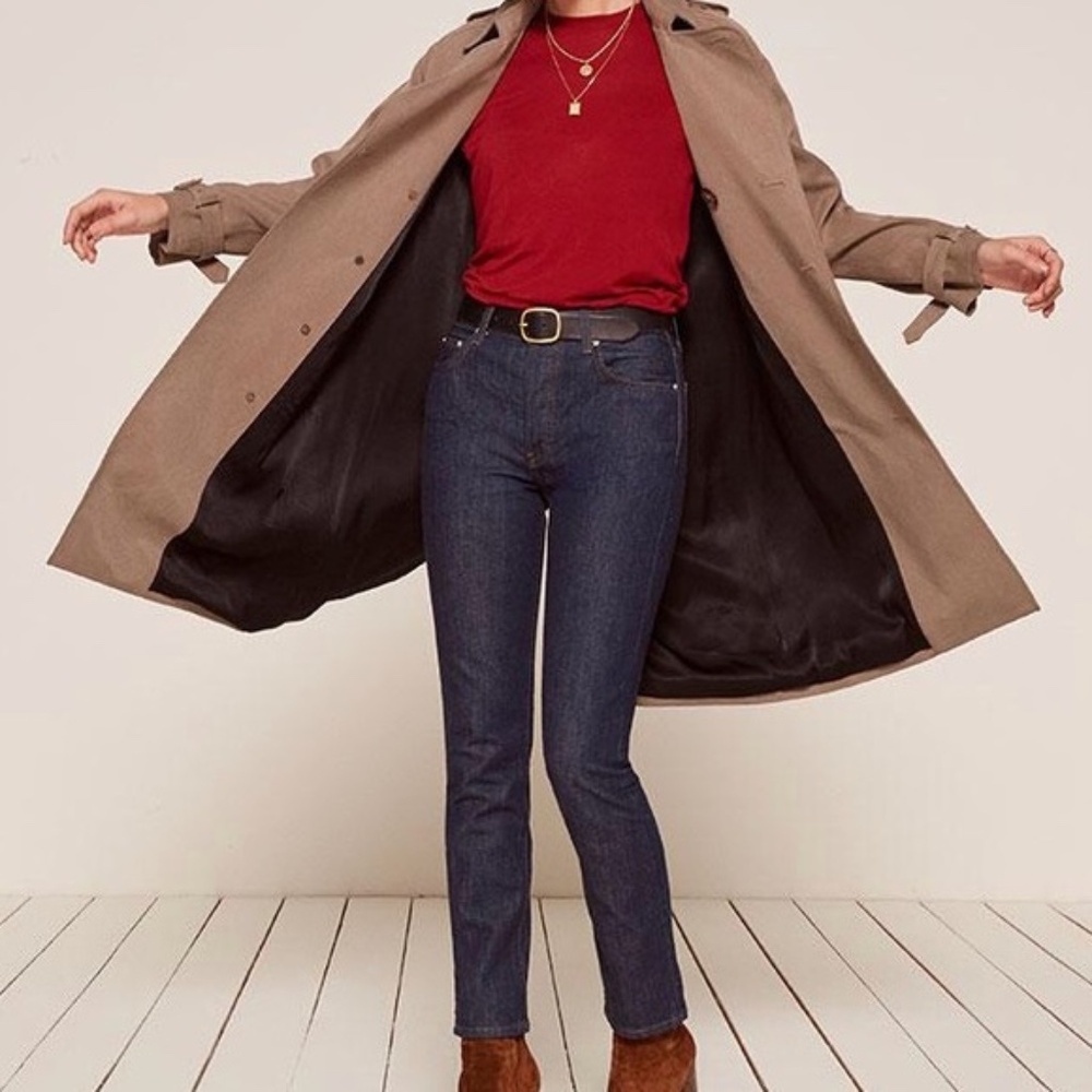Reformation Winona Mid Slim Jean in Volta Wash Size 28